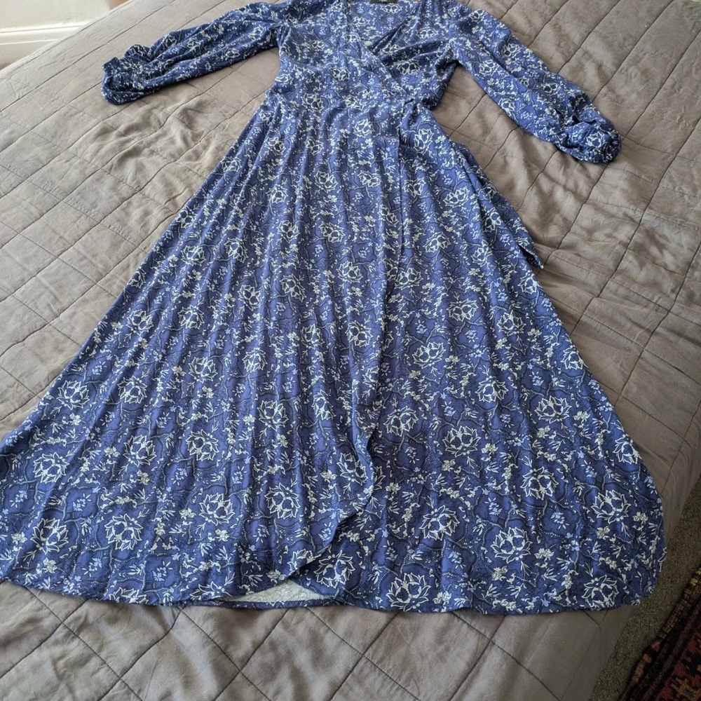 Next Blue and White Bishop Sleeve Sundress